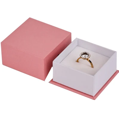 Scatola per anelli per orecchini per collana rosa in cartone rigido al miglior prezzo all'ingrosso per gioielli